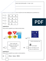 Avaliação Diagnóstica 3 Ano de Português em WORD