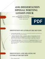 Blw4101:Dissertation Proposal Writing Lesson Four: LECTURER: Dr. Ruth Thinguri Semester: Sept-Dec 2021 Venue: Mkusol 602