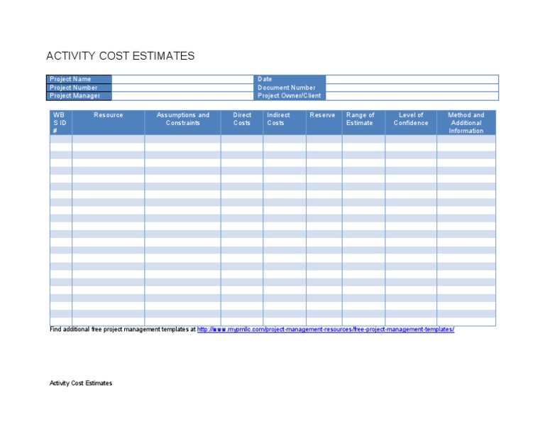 Activity Cost Estimates Overview | PDF | Art