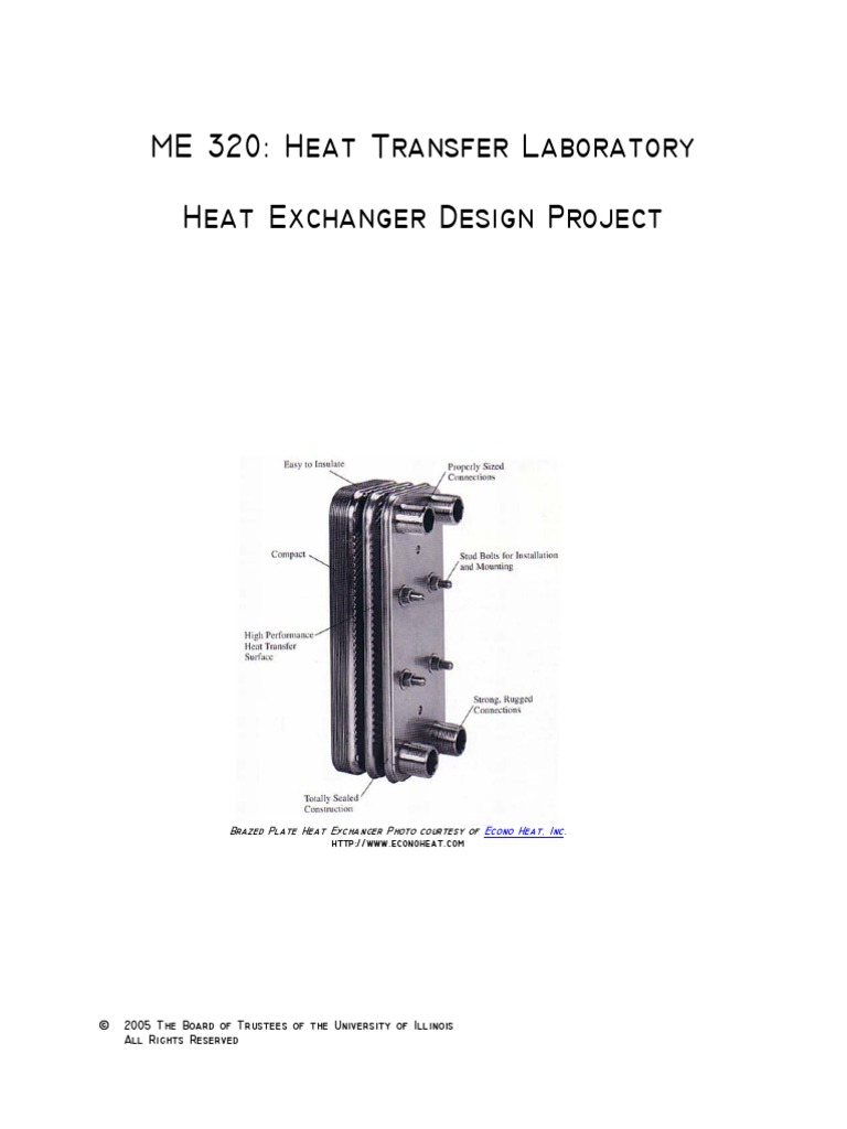 ME 320: Heat Transfer Laboratory Heat Exchanger Design Project | PDF ...