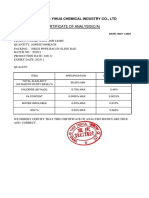 Chongqing Yihua Chemical Industry Co., LTD: Certificate of Analysis (C/A)