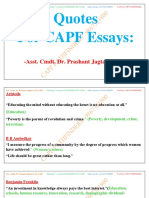 Quotes For CAPF Essays:: - Asst. Cmdt. Dr. Prashant Jagtap (CISF)