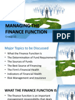 Managing The Finance Function Managing The Finance Function: Group 10