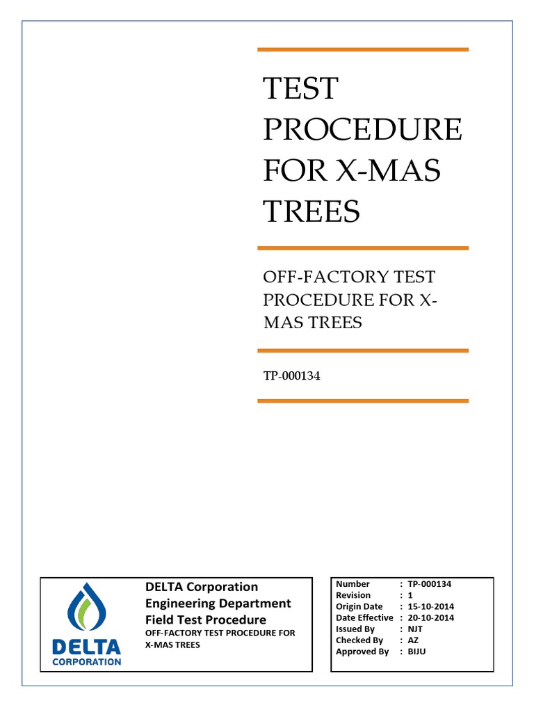 Off-Factory Test Procedure For X-Mas Trees | PDF | Valve | Pressure
