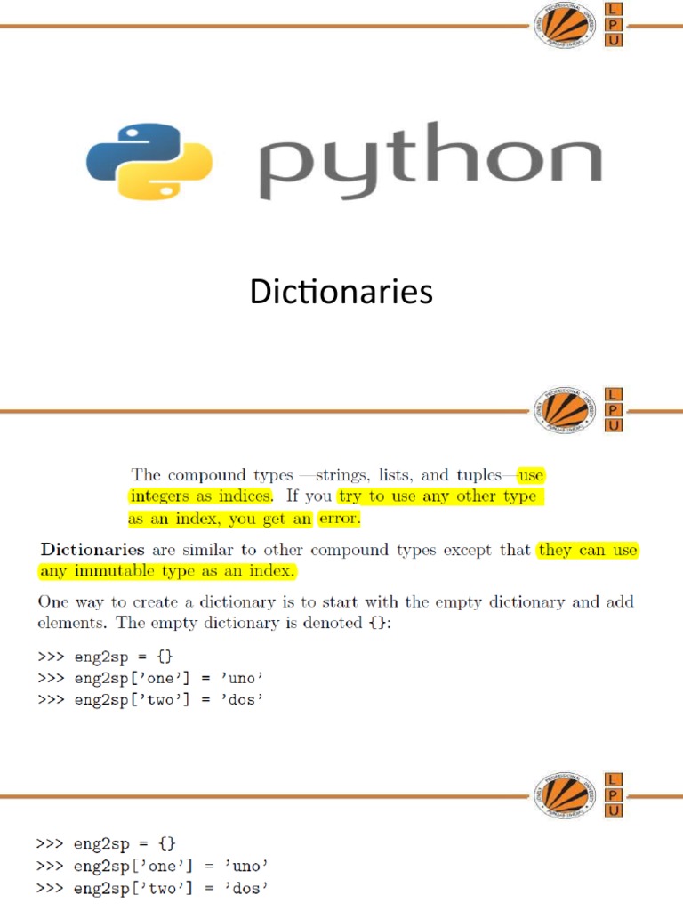 Python Dictionary Exercises and Solutions | PDF | Bracket | Python ...