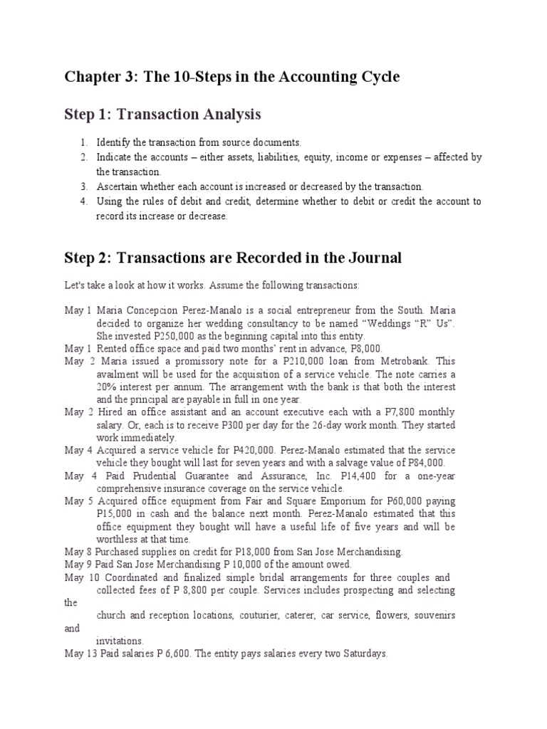 Step 1: Transaction Analysis: Chapter 3: The 10-Steps in The Accounting ...