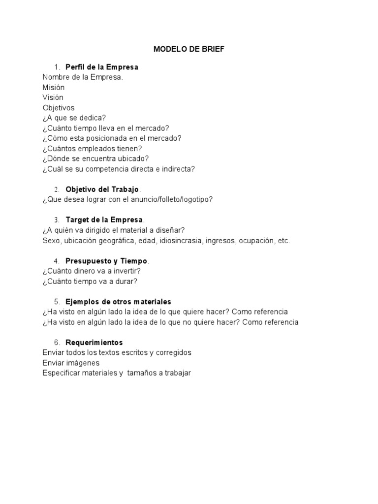 Modelo de Brief | PDF
