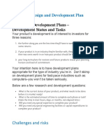 Design and Development Plans - Development Status and Tasks