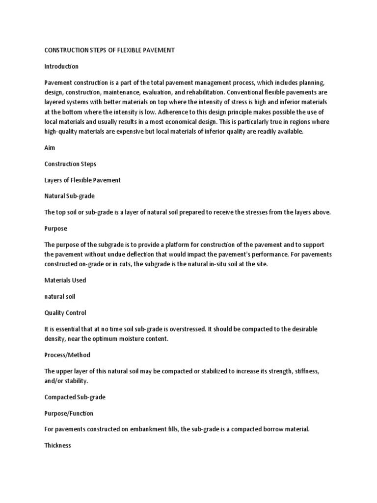 Steps in Flexible Pavement Construction | PDF | Asphalt | Road Surface