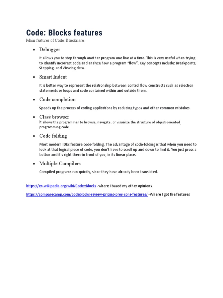 Code: Blocks Features: Debugger | PDF | Integrated Development ...