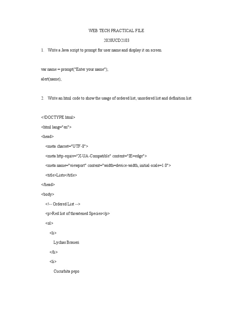 Practical Web Tech Exercises | PDF | World Wide Web | Internet & Web