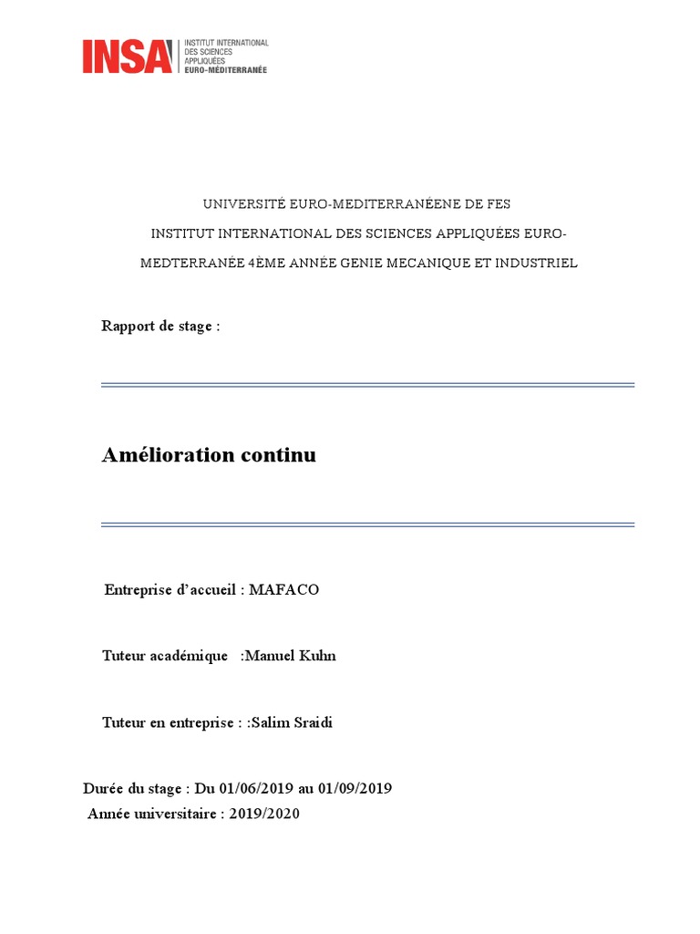 Rapport de Stage UNIVERSITÉ EURO | PDF | Économie