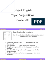 Subject: English Grade: VIII Topic: Conjunctions