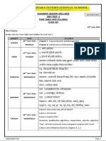 ACADEMIC SESSION 2021-2022 Unit Test - 1 Time-Table and Syllabus Class Viii