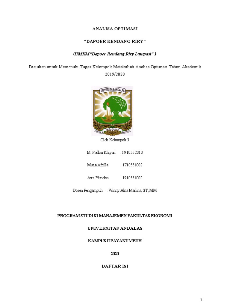 Optimasi UMKM Dapoer Rendang Riry | PDF