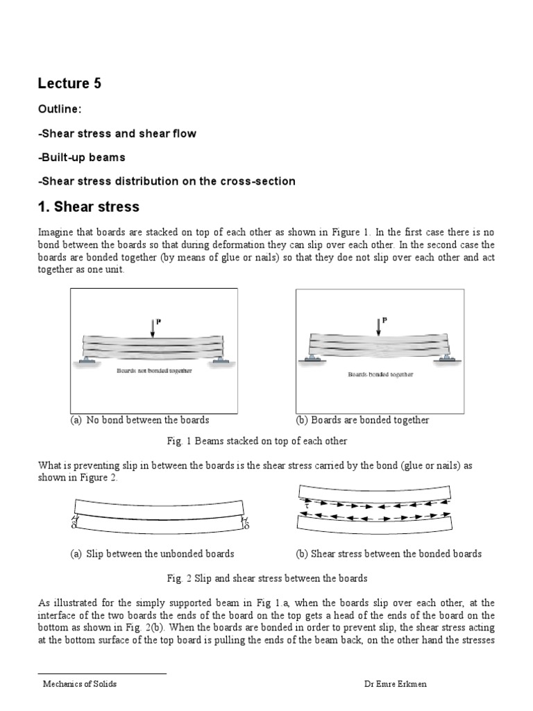 Shear Stress and Flow in Beams | PDF | Bending | Shear Stress