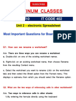 Unit 2 Spreadsheet Class 10 IT Code 402 Important Questions