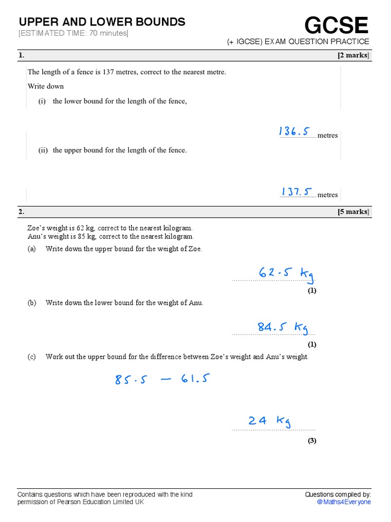 GCSE Upper & Lower Bounds Practice | PDF | Significant Figures | Area
