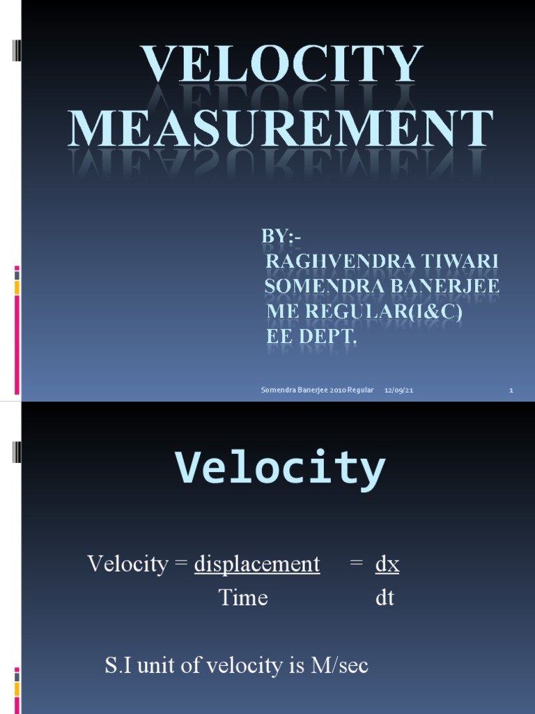 Velocity Measurement | PDF | Nature | Electric Generator