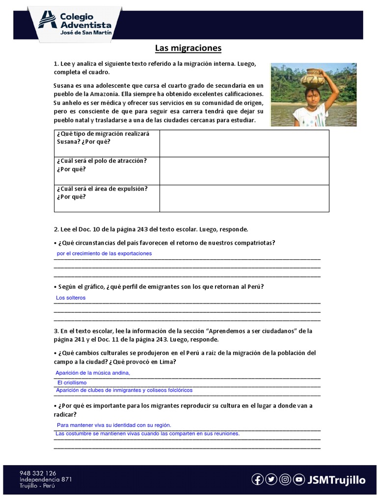 Actividades sobre la migración para niños | PDF | Migración humana | Perú