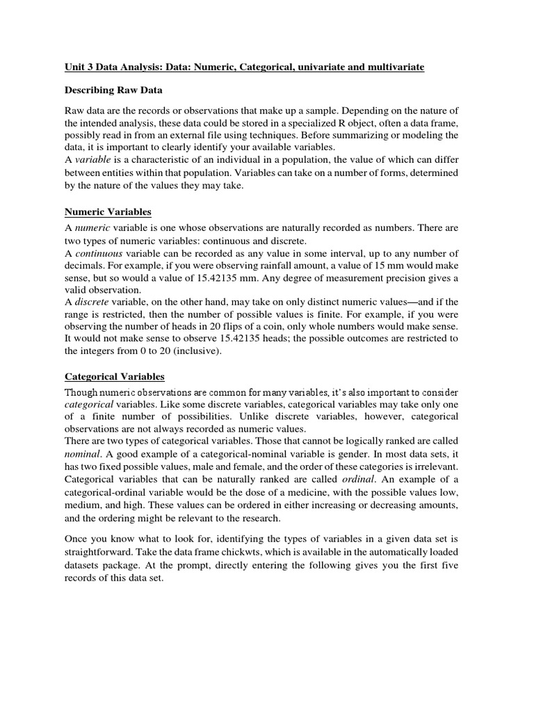 Unit 3 Data Analysis | PDF | Probability Distribution | Categorical ...