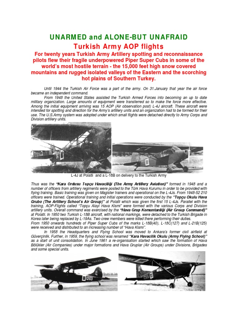 Unarmed and Alone-But Unafraid: Turkish Army AOP Flights | PDF ...