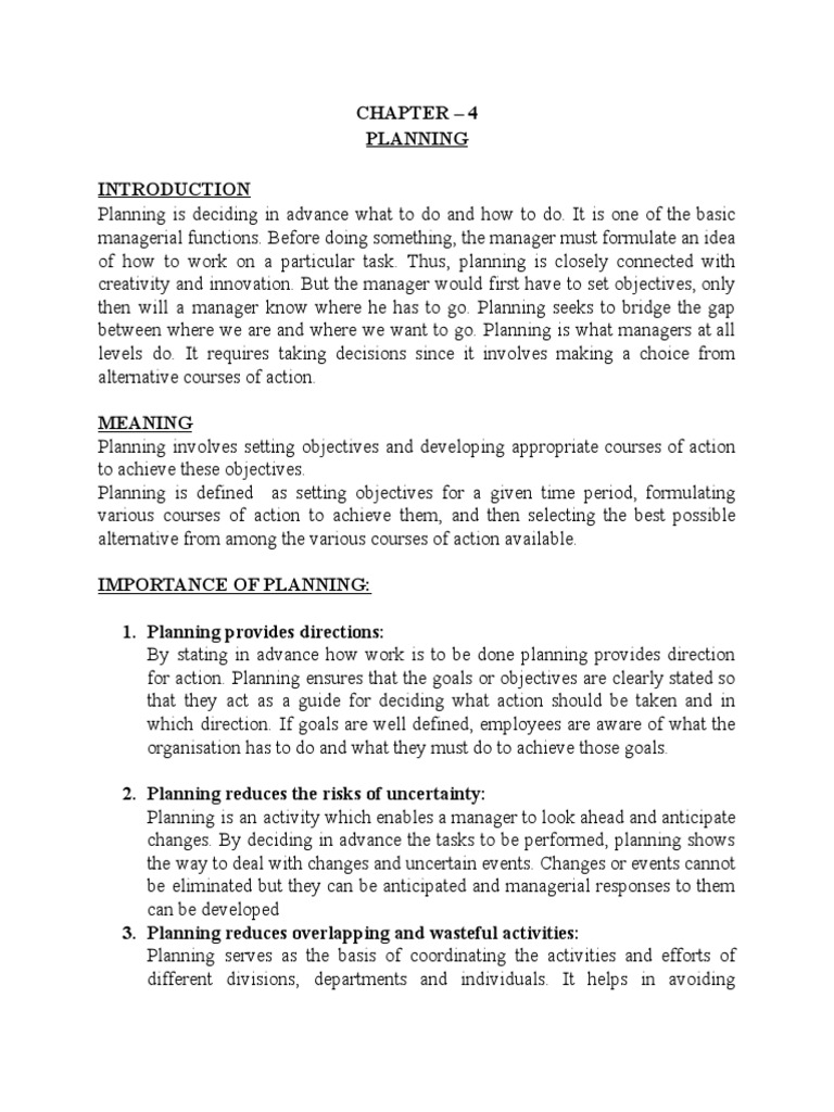 A Comprehensive Overview of the Planning Process From Setting