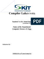 Compiler Lab: Name of The Department: Computer Science & Engg