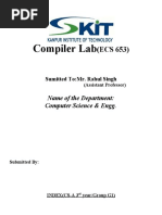 Compiler Lab: Name of The Department: Computer Science & Engg