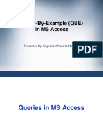 Query-By-Example (QBE) in MS Access: Presented By: Engr. Lizel Rose Q. Natividad