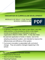 Innovation in Curriculum Development: Module 2 of Educ 7 (The Teacher and The School Curriculum)