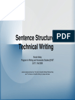 Sentence Structure of Technical Writing: Nicole Kelley Program in Writing and Humanistic Studies at MIT 2.671, Fall 2006