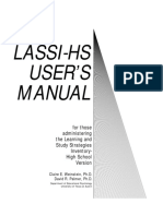 Lassi-Hs User'S Manual: For Those Administering The Learning and Study Strategies Inventory-High School
