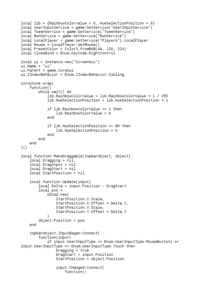 Roblox UI Library Script | PDF | Hue | Software
