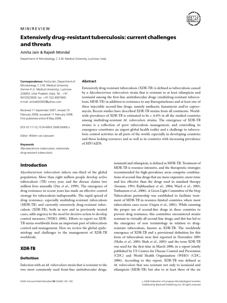 Challenges of Extensively Drug-Resistant TB | PDF | Tuberculosis ...
