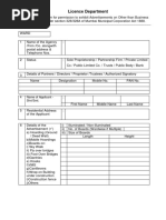 Licence Department: 4 Name of Applicant - Shri/Smt