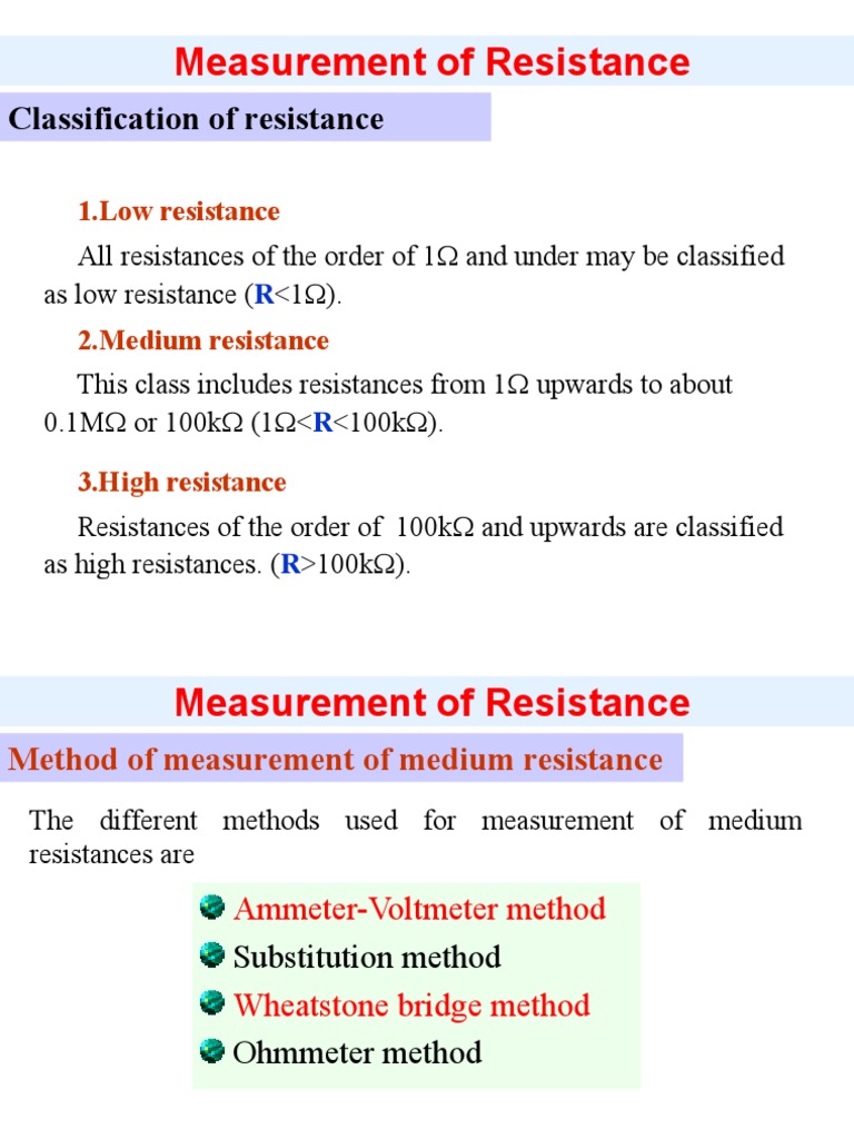 Resistance Measurement Methods Overview | PDF | Electrical Engineering ...