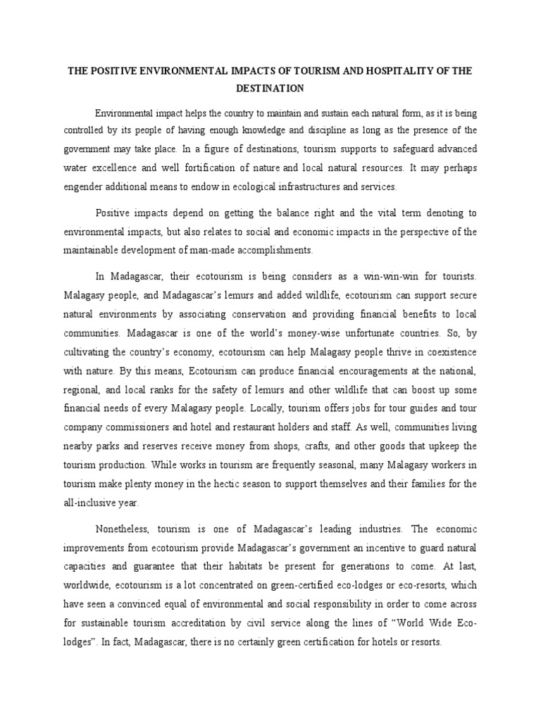 Ecotourism's Impact on Madagascar's Environment | PDF | Tourism ...