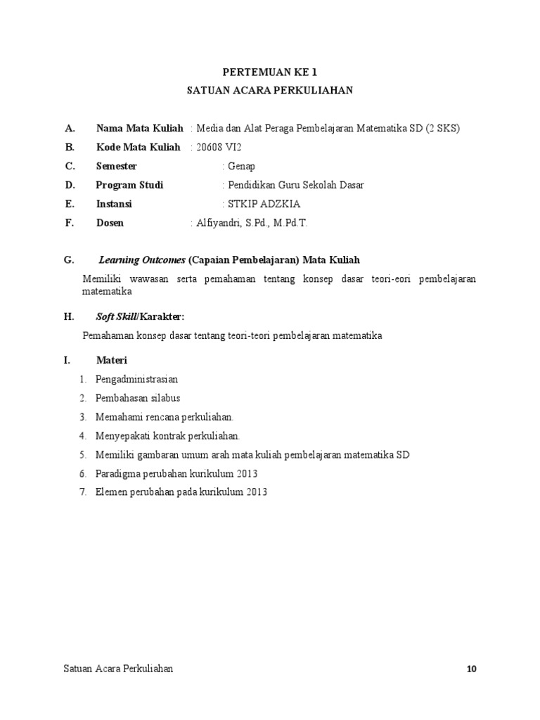 Contoh Sap Matematika Pdf