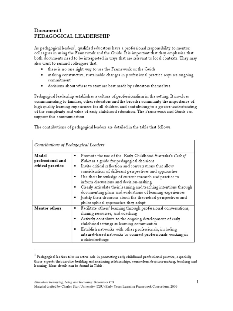 Pedagogical Leadership in Early Education | PDF | Pedagogy | Leadership