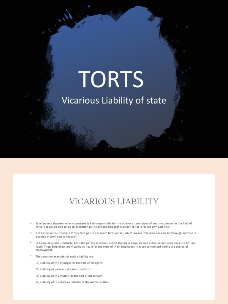 Torts Vicarious Liability Of State Pdf Legal Liability Vicarious