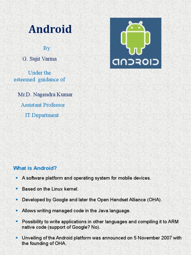 Android: G. Sujit Varma, PDF, Android (Operating System)