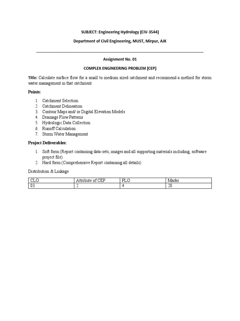 Assignment 1 - CEP Hydrology | PDF