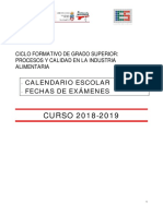 CALENDARIO EXÁMENES PCIA 18-19 1oct