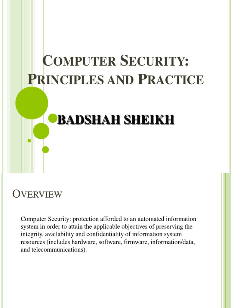 Computer Security Principles Overview | PDF | Security | Computer Security