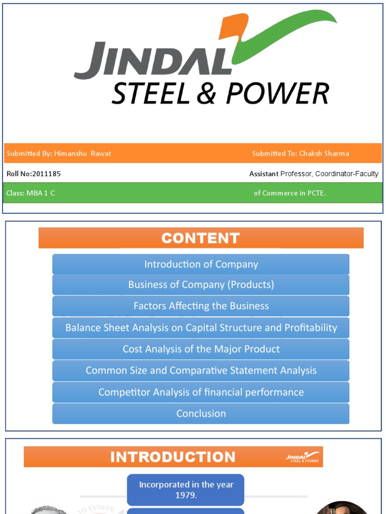 Jindal Steels & Power Limited PDF Balance Sheet Business