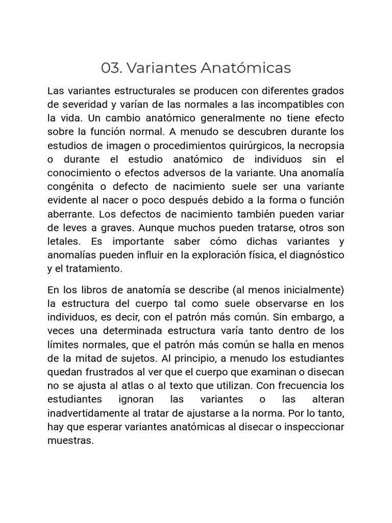 Variantes Anatómicas y su Importancia | PDF | Especialidades Medicas ...