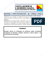 Gaceta Municipal #174-2018 Ordenanza de Actividades Económicas Completa (Con Inclusión de La Reforma Parcial)