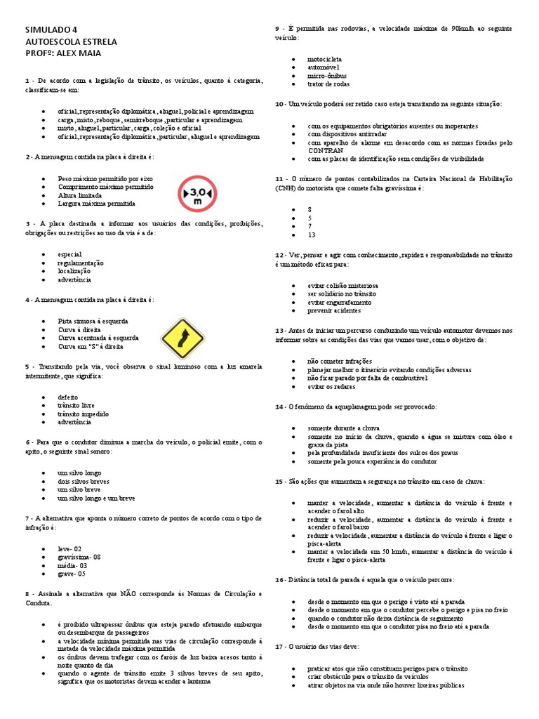 Simulado de trânsito: perguntas e respostas sobre legislação ...