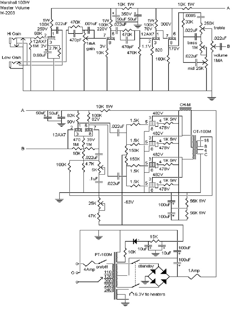 Marshall JCM 800 2203 Schematic | PDF